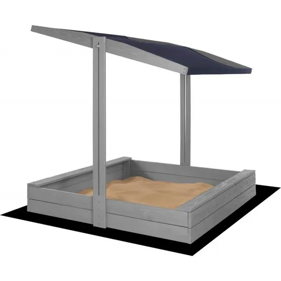 Trendy Piaskownica Drewniana 120x120 cm z Daszkiem, Szara