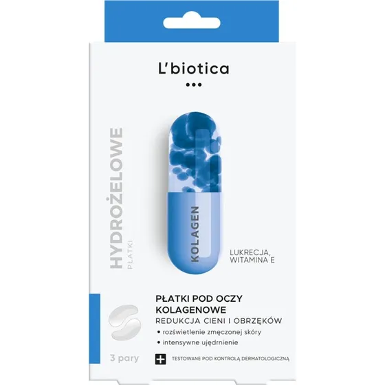L'biotica Kolagenowe płatki pod oczy redukujące cienie (3 pary)