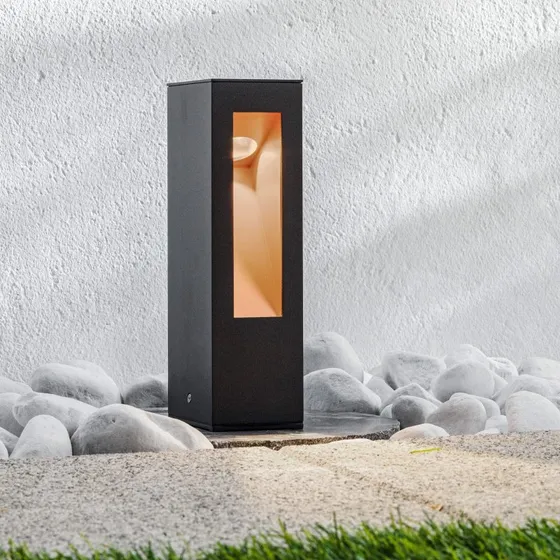 Lampa ogrodowa LED Jenke Lucande Graphite/Matt Gold