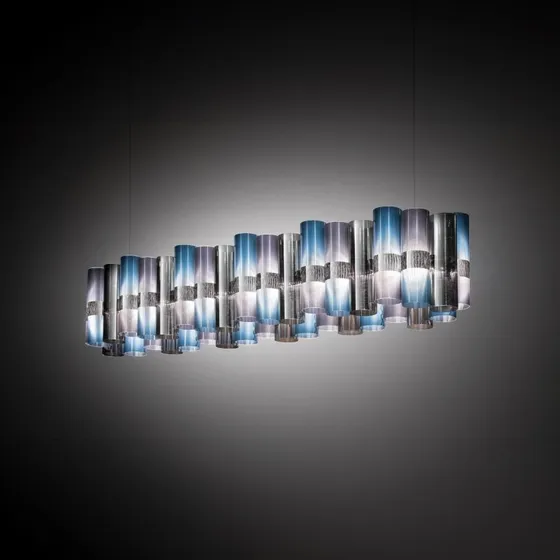 Slamp La Lollo Żyrandol LED niebiesko-fioletowy, 140 cm