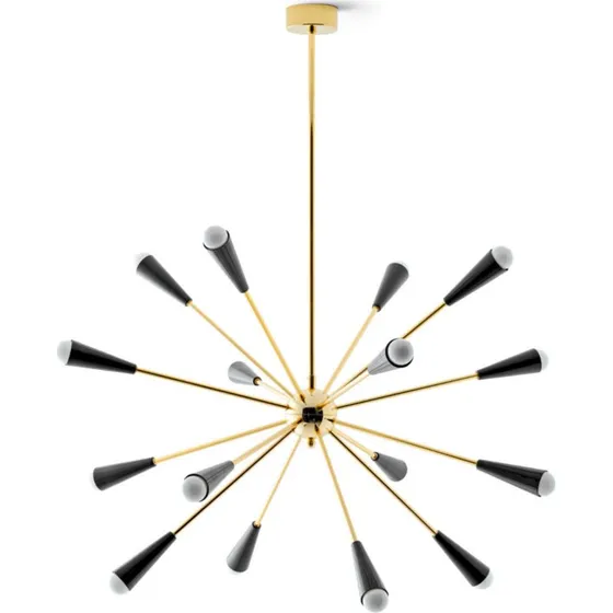 Stilnovo Żyrandol LED Sputnik – 16 ramion, złoto/czerń