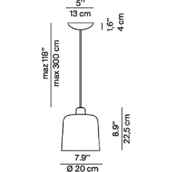 Luceplan Zile Lampa Wisząca Ø20 Matt Black