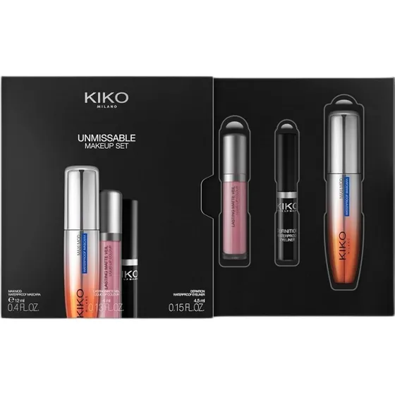 KIKO Milano Unmissable Make Up Set: Tusz, Eyeliner i Pomadka