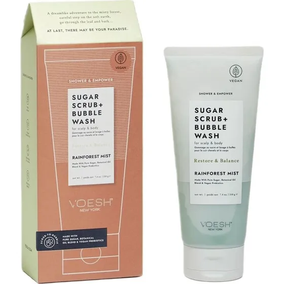 VOESH Sugar Scrub + Bubble Wash Rainforest Mist 210g