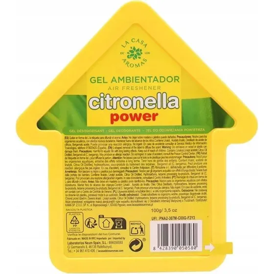 La Casa de los Aromas Citronella odświeżacz w żelu Trawa Cytrynowa 100g