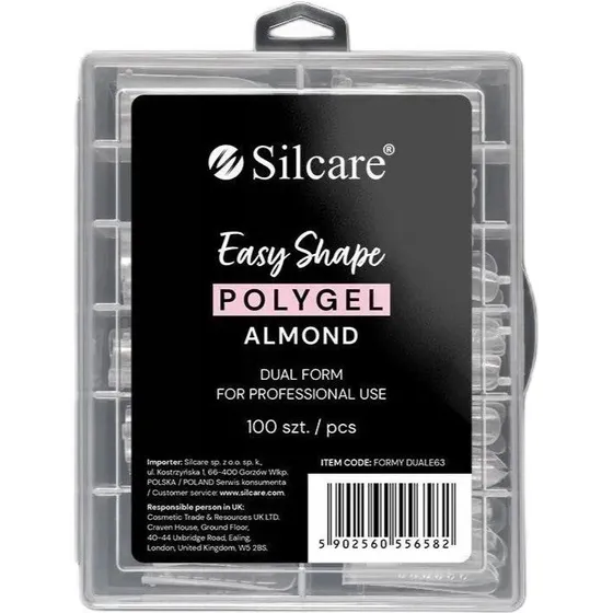 Silcare Easy Shape Polygel formy Dual Almond Clear 100 szt.