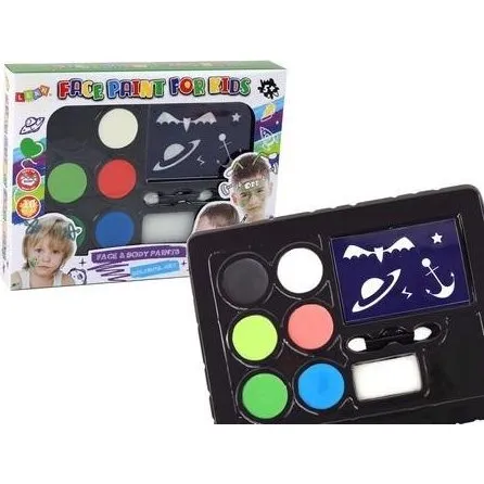 LeanToys Zestaw do Malowania Twarzy z Szablonami i 6 Kolorami Farb