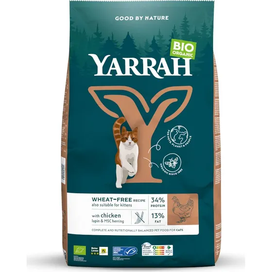 Yarrah Bio Sucha Karma dla Kotów Kurczak i Ryba (MSC) 800 g