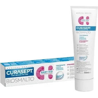 Curasept Biosmalto Baby-Kid Z Fluorem 50ml, smak truskawkowy