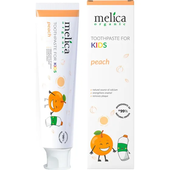 Melica Organic Pasta do zębów dla dzieci bez fluoru, brzoskwiniowa 100ml