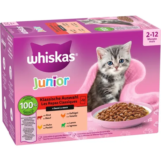 Whiskas Junior Pakiet mieszany w sosie, 12 x 85 g