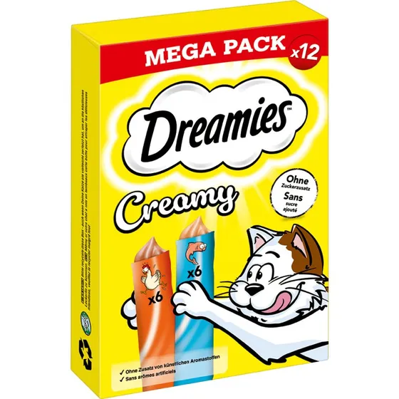 Dreamies Creamy Snacks Kurczak i Łosoś - 12 x 10 g