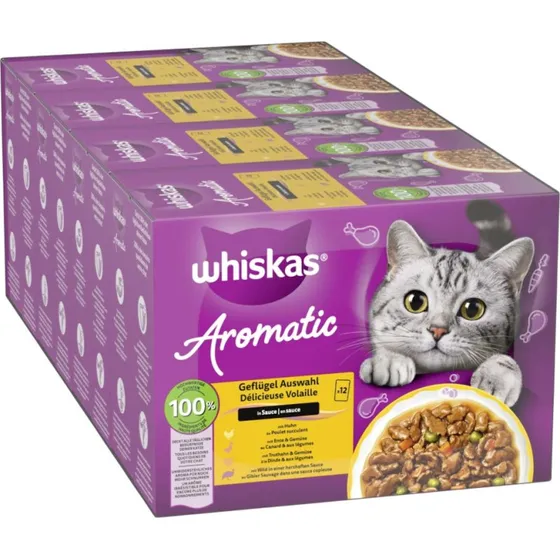 Whiskas 1+ Aromatic Selection Drób w sosie, 96 x 85 g