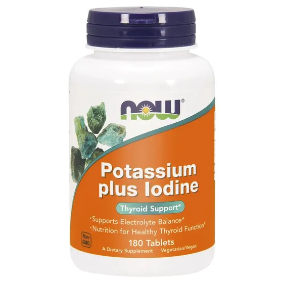 Now Foods Potassium Plus Iodine 180 tabletek