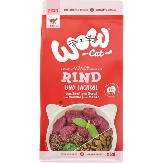 WOW Cat Adult Wołowina 2 kg - Sucha karma dla dorosłych kotów