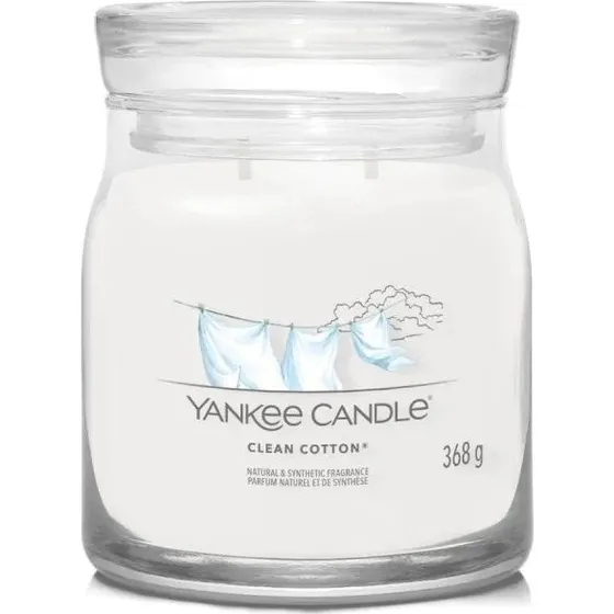 Yankee Candle Świeca zapachowa Clean Cotton Signature Jar Medium 368g