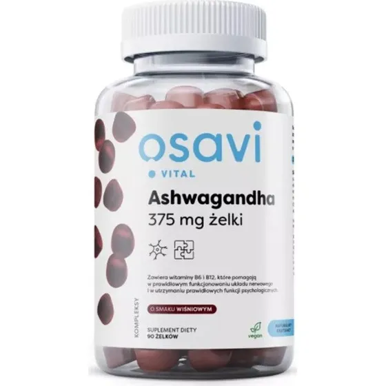 Osavi Ashwagandha 375 mg – Wiśniowe żelki, 90 sztuk