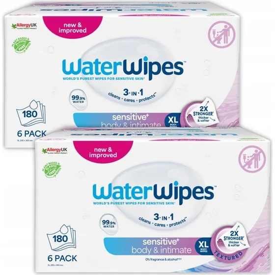 WaterWipes Sensitive+ Chusteczki nawilżane dla seniorów 12x30 szt.