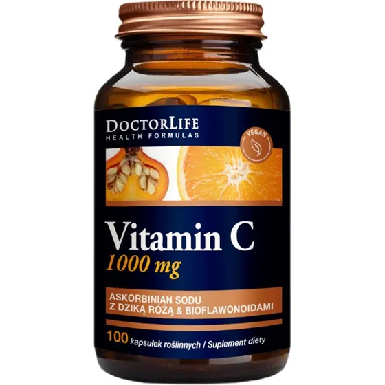 Doctor Life Vitamin C 1000 mg z dziką różą i bioflawonoidami, 100 kaps.