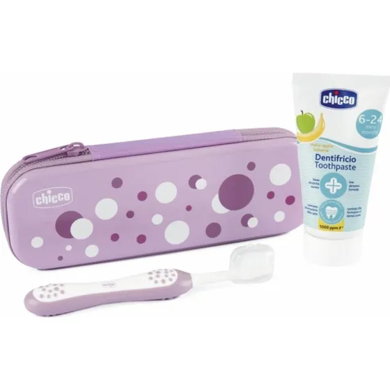 Chicco Zestaw pasta i szczoteczka do zębów z etui Lila 6-36m