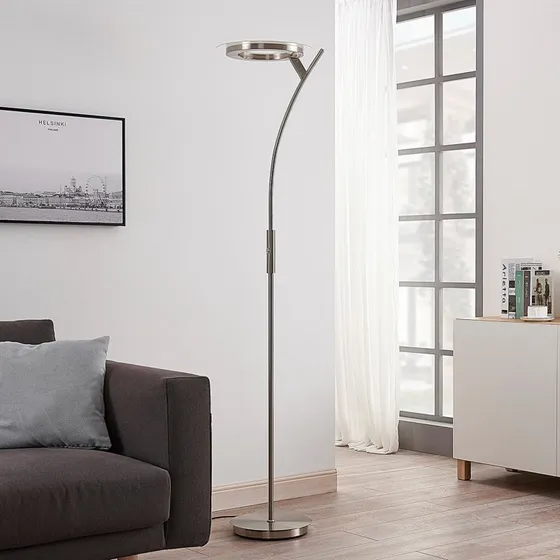 Lindby Darion Lampa Podłogowa Nickel - Nowoczesna Lampa LED