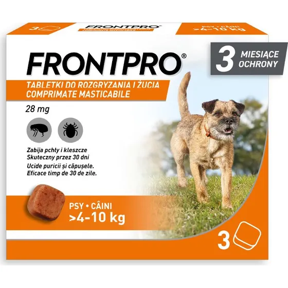 FRONTPRO® tabletki na pchły i kleszcze dla psów 4-10 kg (3 szt.)