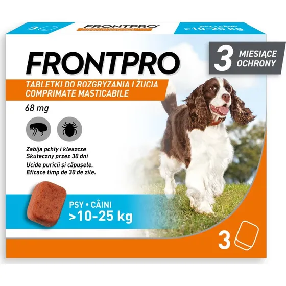 FRONTPRO® tabletki na pchły i kleszcze dla psów 10-25 kg (3 szt.)