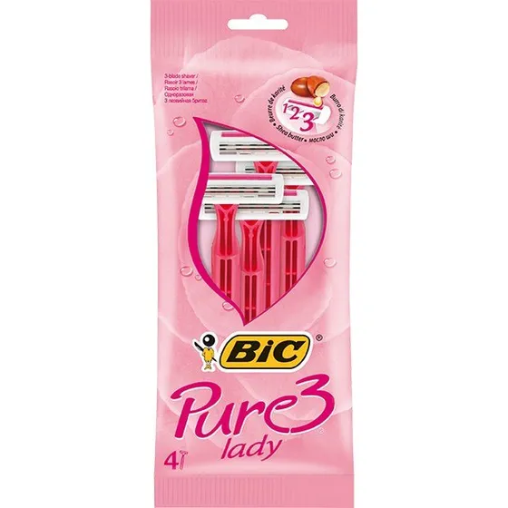 BIC Pure Lady Pink Maszynki do golenia, 4 sztuki