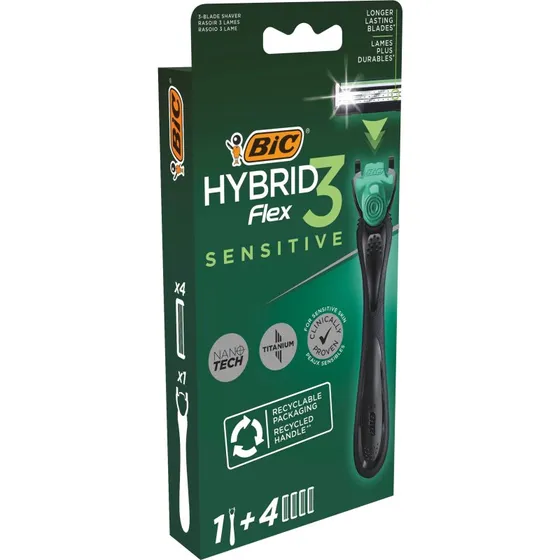Bic Hybrid Flex 3 Sensitive - Maszynka do golenia + 4 wkłady