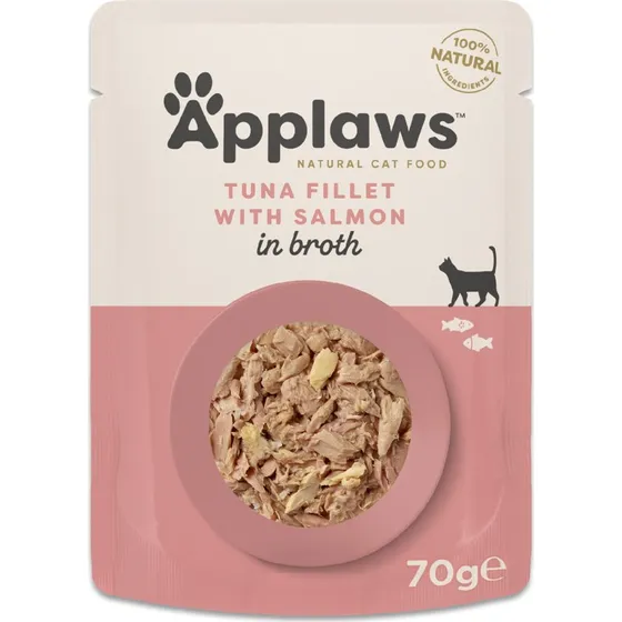 Applaws Natural Filet z tuńczyka z łososiem w bulionie, 24 x 70 g