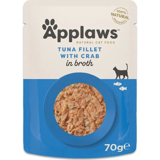 Applaws Natural Filet z tuńczyka z krabem w bulionie, 24 x 70 g
