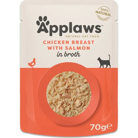 Applaws Natural Pierś z kurczaka z łososiem, 24 x 70 g