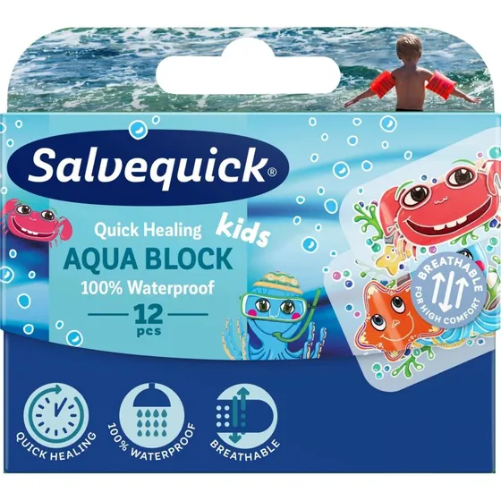 Salvequick Aqua Block Kids – Wodoodporne plastry 12 szt.