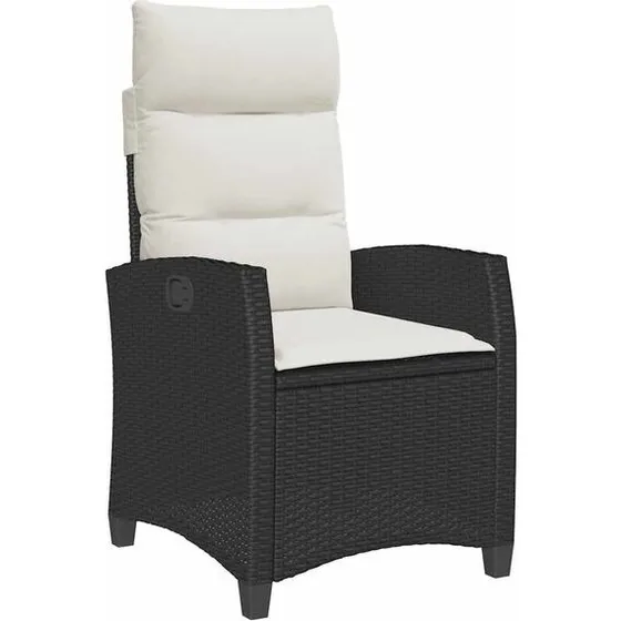 vidaXL Rozkadany fotel ogrodowy z stolikiem, czarny