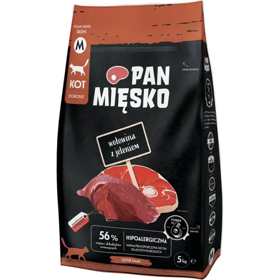 Pan Mięsko Sucha Karma dla Kota Wołowina z Jeleniem, 2 x 5 kg