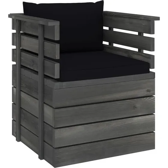 vidaXL Fotel z palet z poduszkami, drewno sosnowe