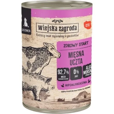Wiejska Zagroda Mięsna Uczta - Mokra Karma dla Szczeniąt 400g