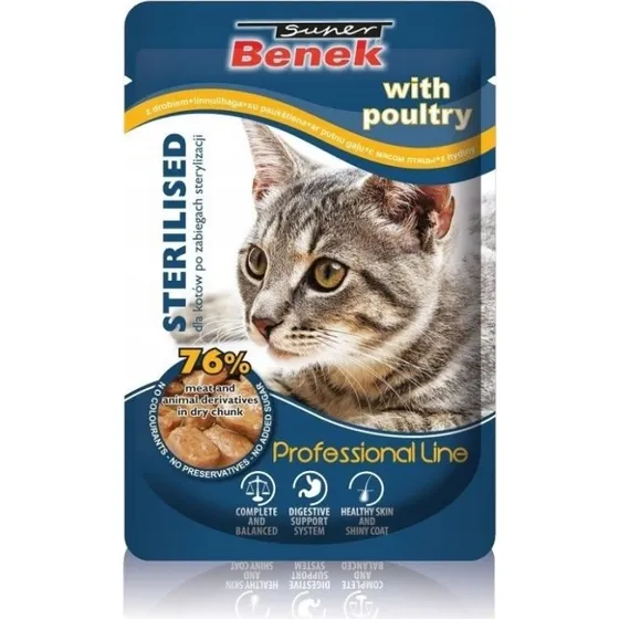Super Benek Professional Line Sterilized Adult Drób, 48 x 100 g