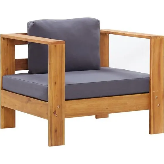 vidaXL Fotel ogrodowy z poduszką, ciemnoszary, drewno akacjowe