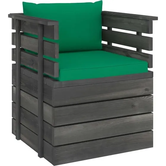 vidaXL Fotel z palet z poduszkami, drewno sosnowe