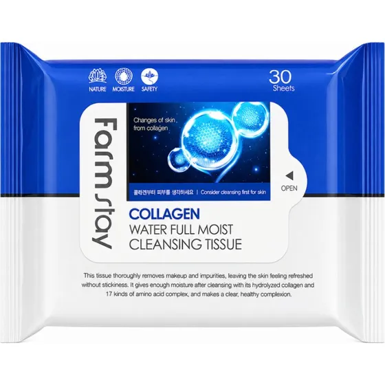 FARMSTAY Collagen Water Full Moist Cleansing Tissue, 30 szt.