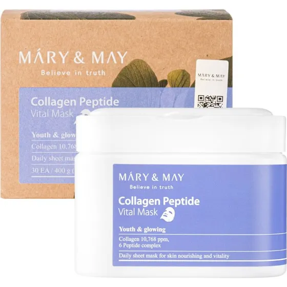 Mary&May Collagen Peptide Vital Mask, zestaw 30 masek nawilżających