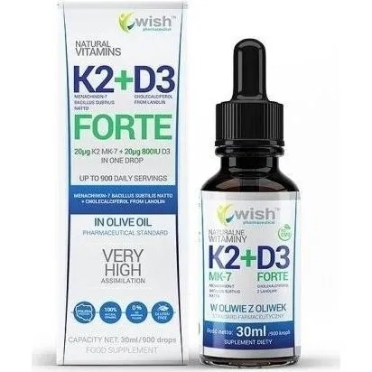 Wish Naturalna Witamina K2 MK-7 + D3 Forte 30 ml