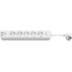 Goobay 5xAC 230V + 2xUSB 5V/2.1A  listwa zasilajca z podwietlonym wycznikiem