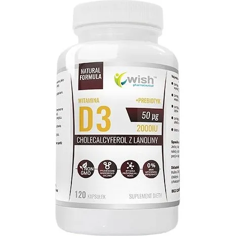 Wish Witamina D3 2000 IU + Prebiotyk 120 kapsułek