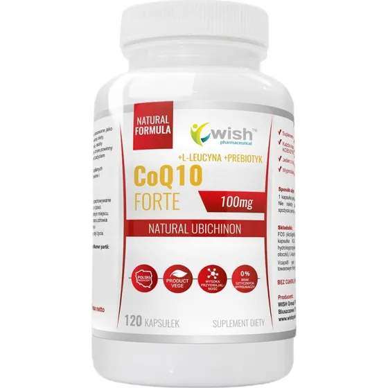 Wish Koenzym Q10 Forte 100mg + L-Leucyna + Prebiotyk 120 kaps.
