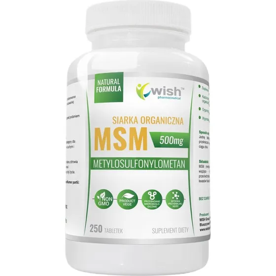 Wish Pharmaceutical Siarka Organiczna MSM 500mg 250 tabletek