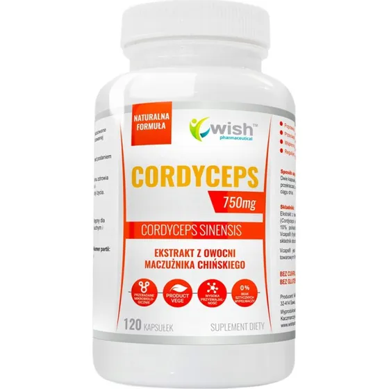 WISH Pharmaceutical Cordyceps 750mg, 120 kapsułek