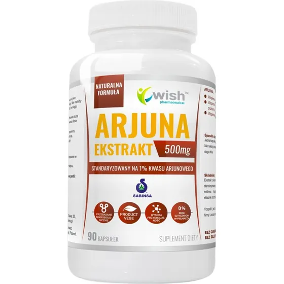 WISH Pharmaceutical Arjuna Ekstrakt 500mg, 90 kapsułek