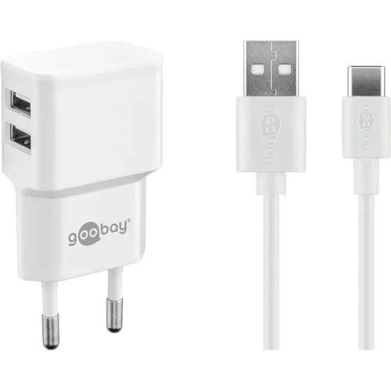 Goobay adowarka USB-C 2x2,4 A z kablem 1m